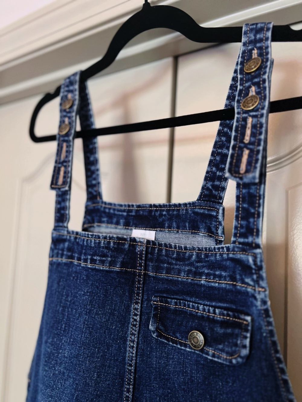 Soojun Denim Overalls Jumpsuit Dark Wash Utility Bib Carpenter Pants Large - Picture 2 of 8